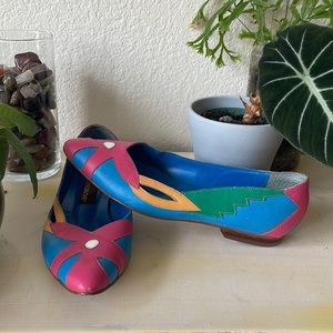 Vintage Jordache colorblock leather flats
